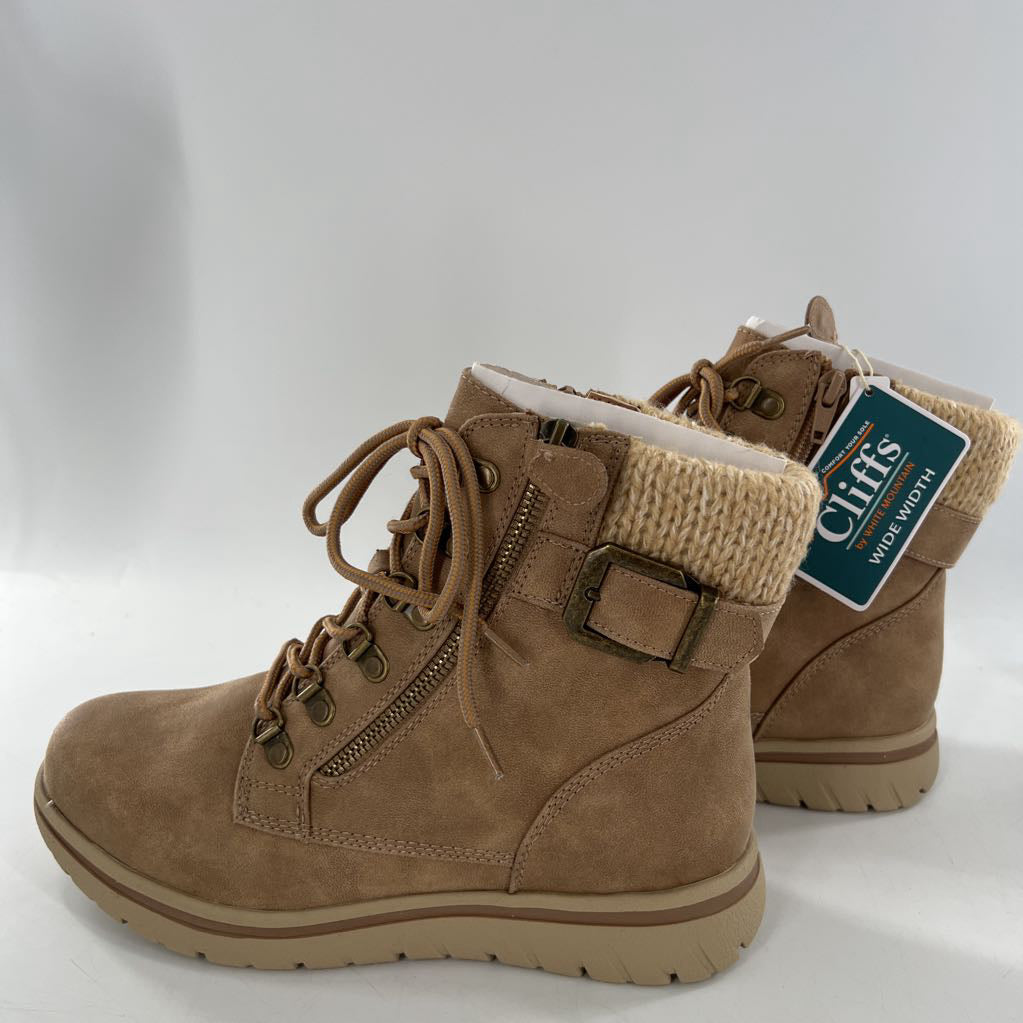 8 sweater knit collar side zip hiking boots