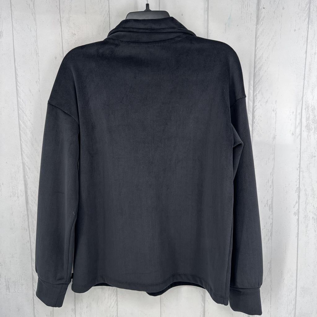 M velvet split neck l/s top