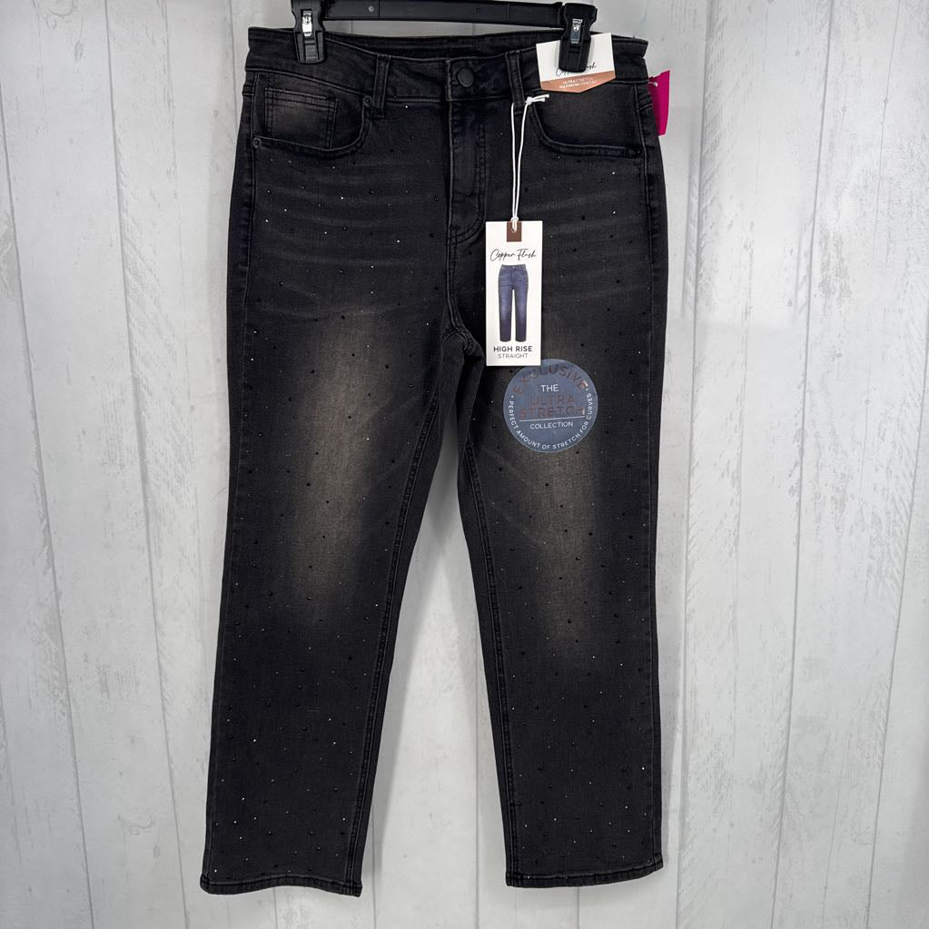 8 embelished hi-rise straight leg jean