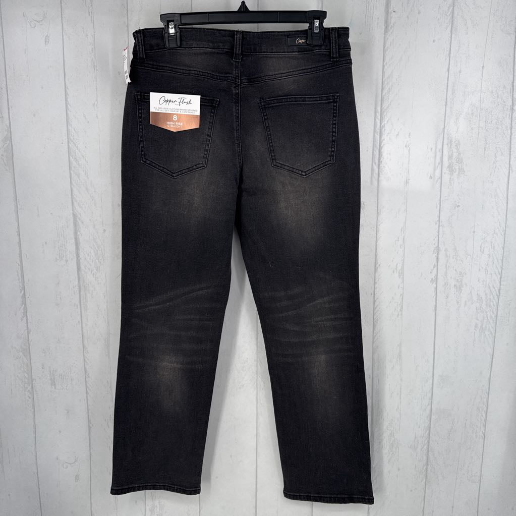 8 embelished hi-rise straight leg jean