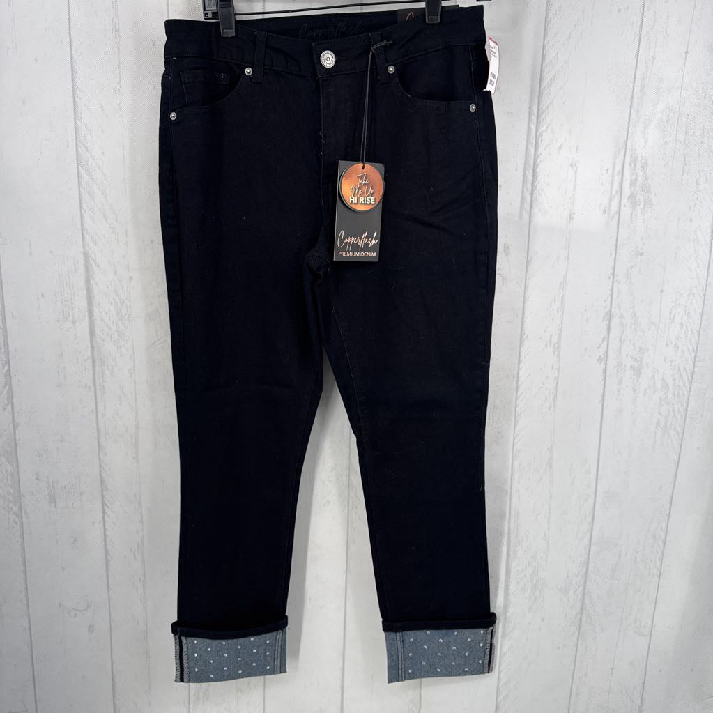 8 hi rise slim fit straight leg jean