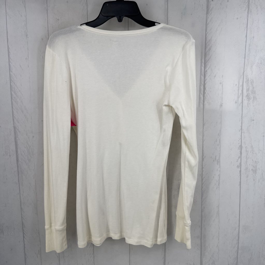 M buttoned v-neck l/s top