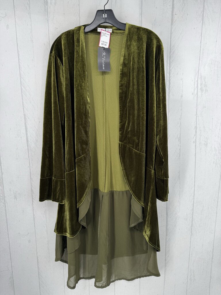 XL velvet open front hi-lo duster cardi
