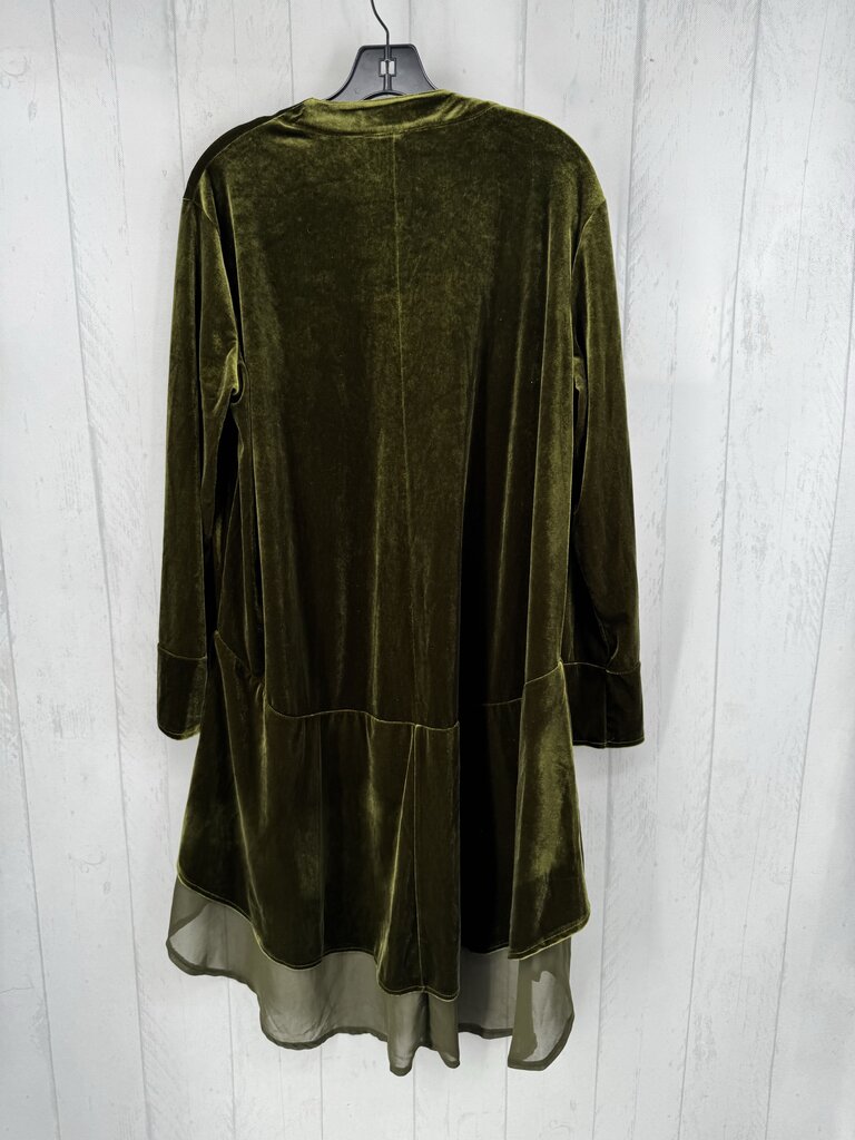 XL velvet open front hi-lo duster cardi