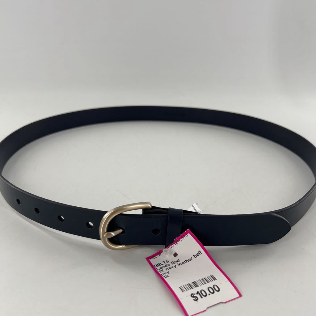 1X navy leather belt