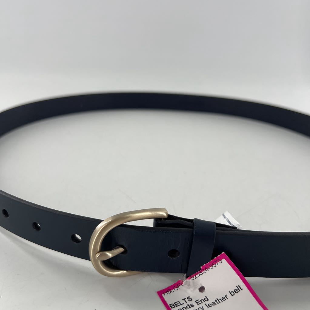1X navy leather belt