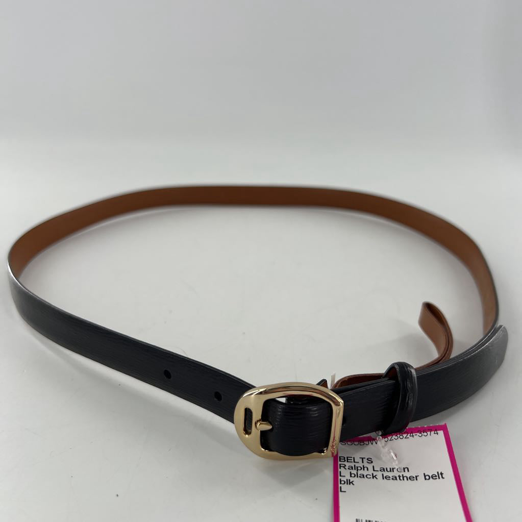 L black leather belt