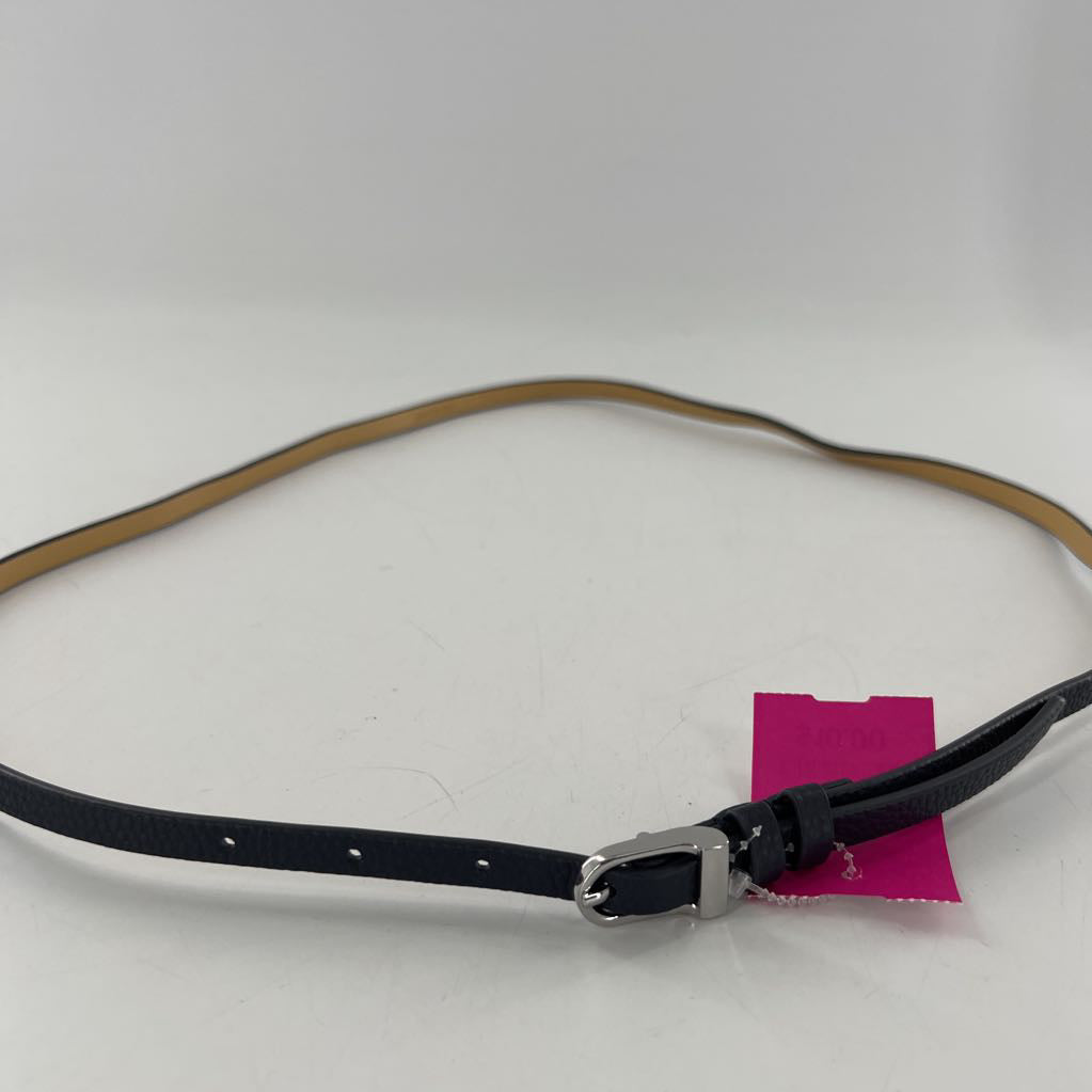 XL navy skinny leather belt