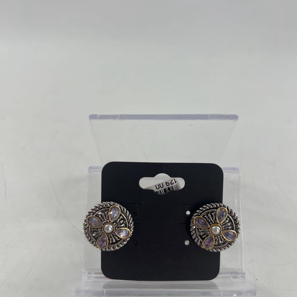 R129 silver earrings w/ purple stones