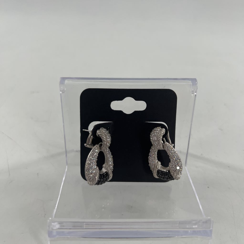 .925 silver & black crystal dangle earrings
