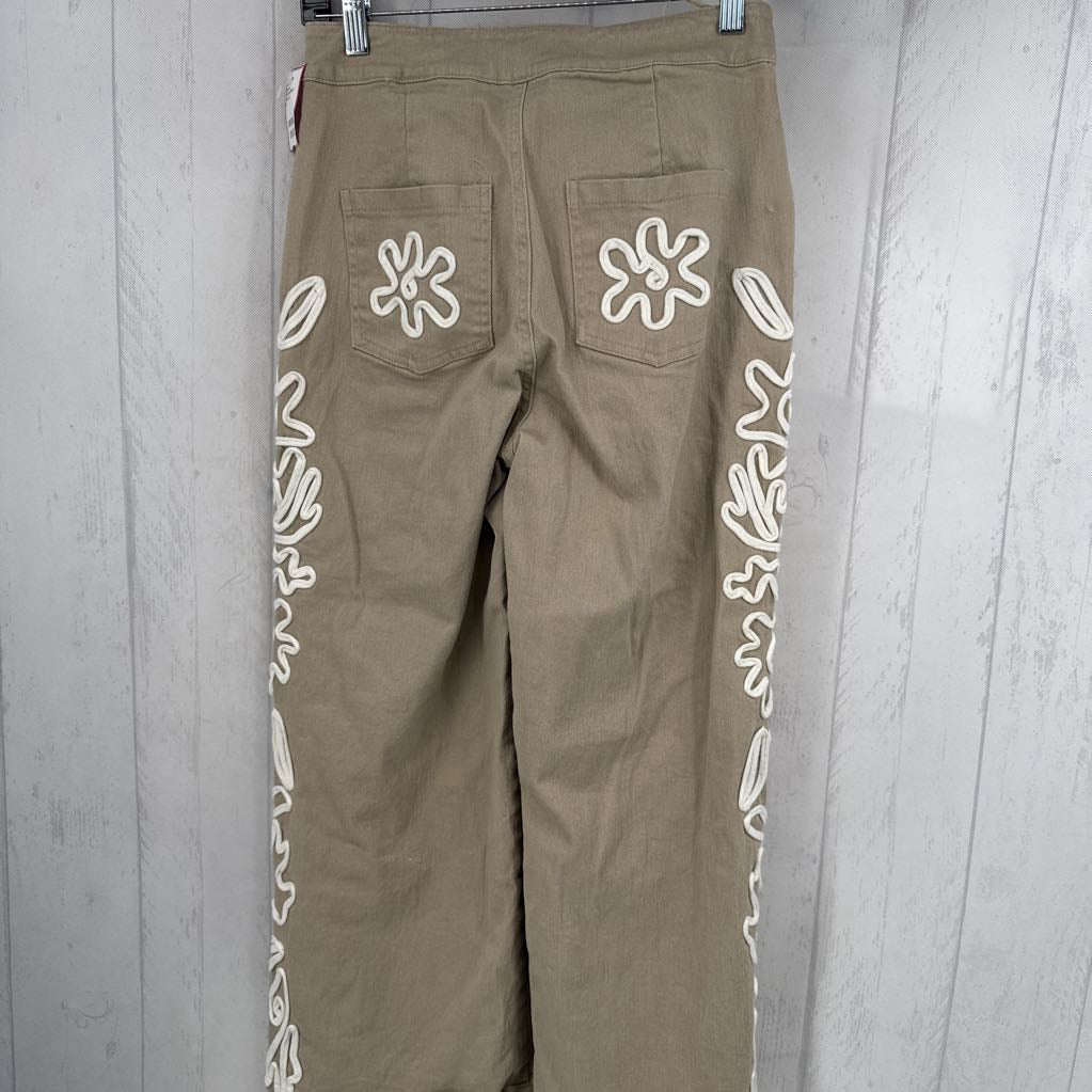 S embroidered crop jean