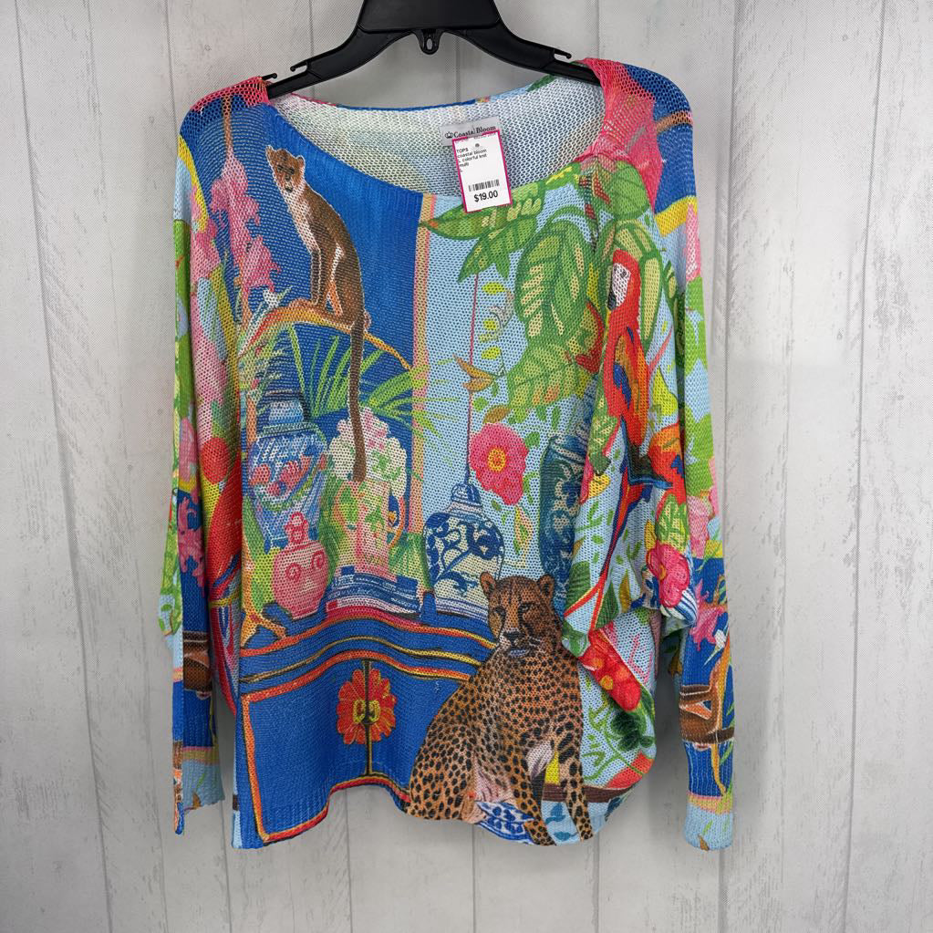 L colorful knit dolman slv top
