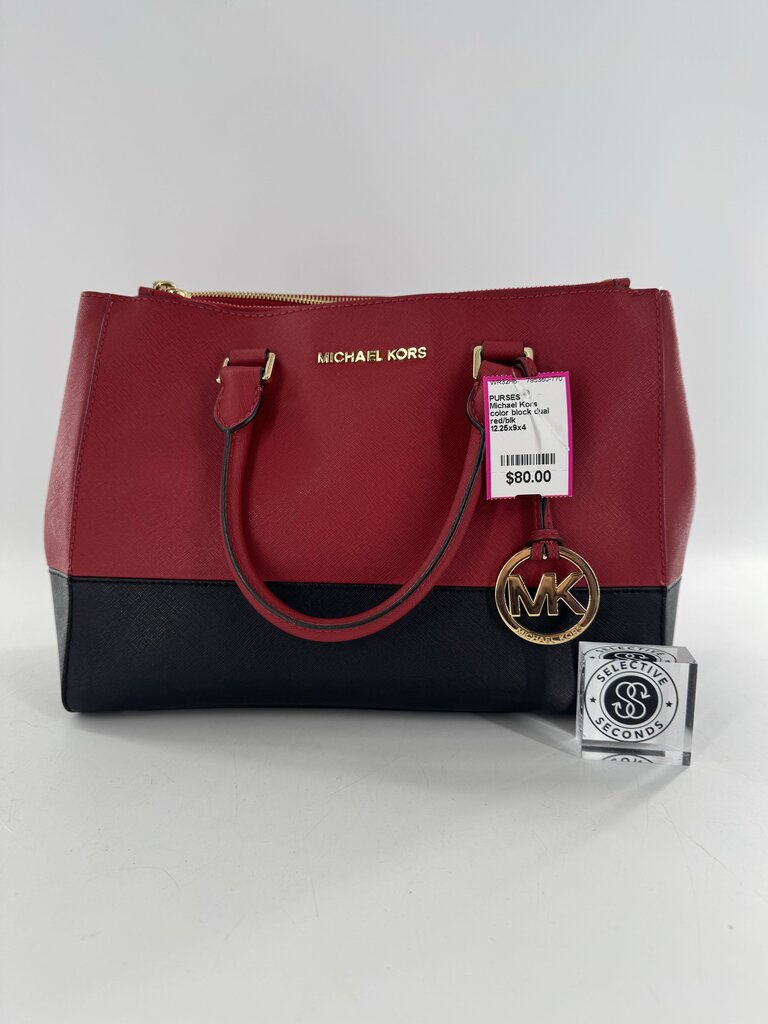 color block dual handle satchel