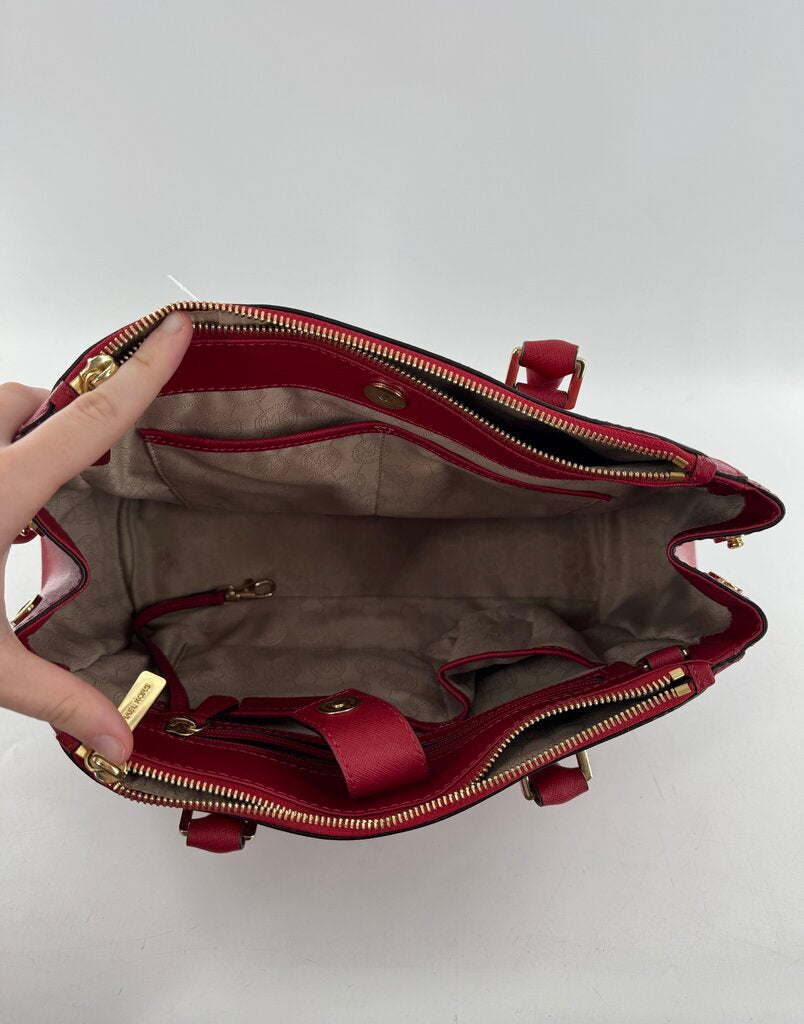 color block dual handle satchel