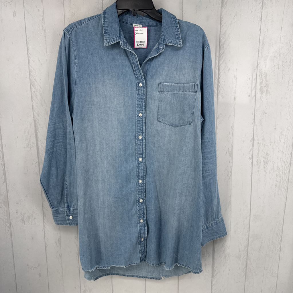 L denim button down l/s long top