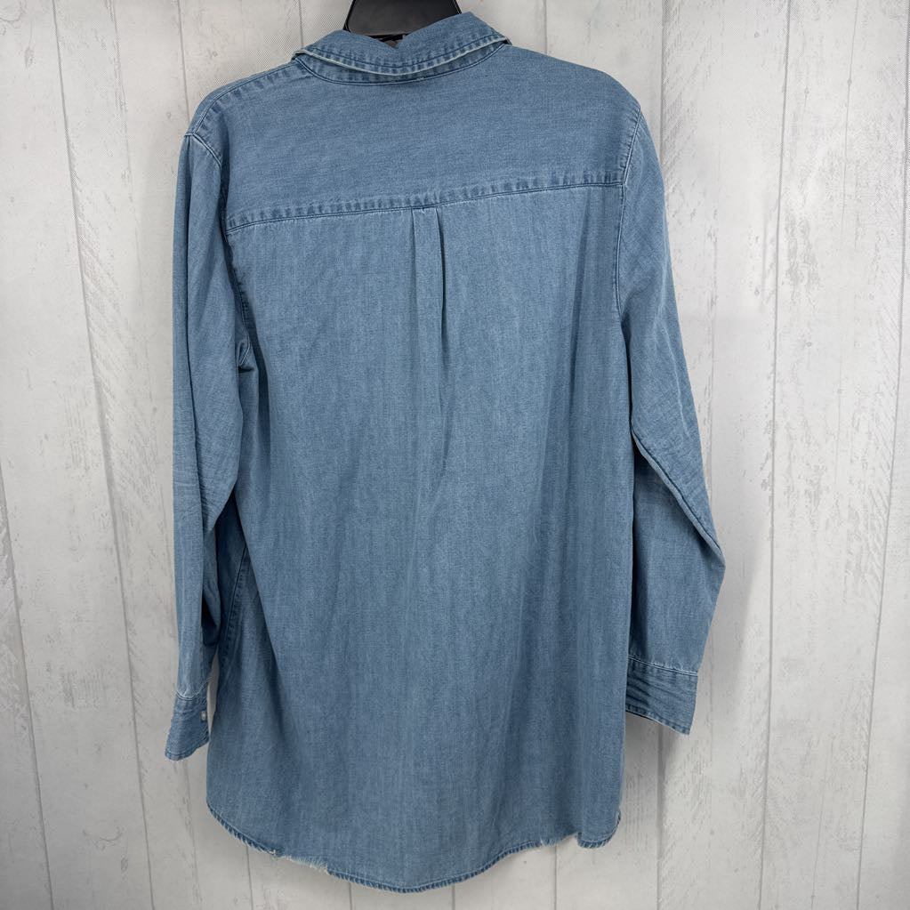 L denim button down l/s long top