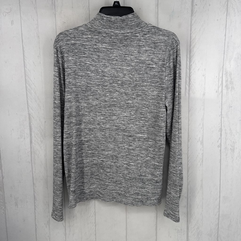 XL ribbed marled l/s mock neck top