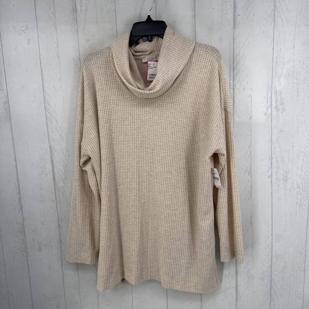 R50 XL metallic cowl neck l/s top