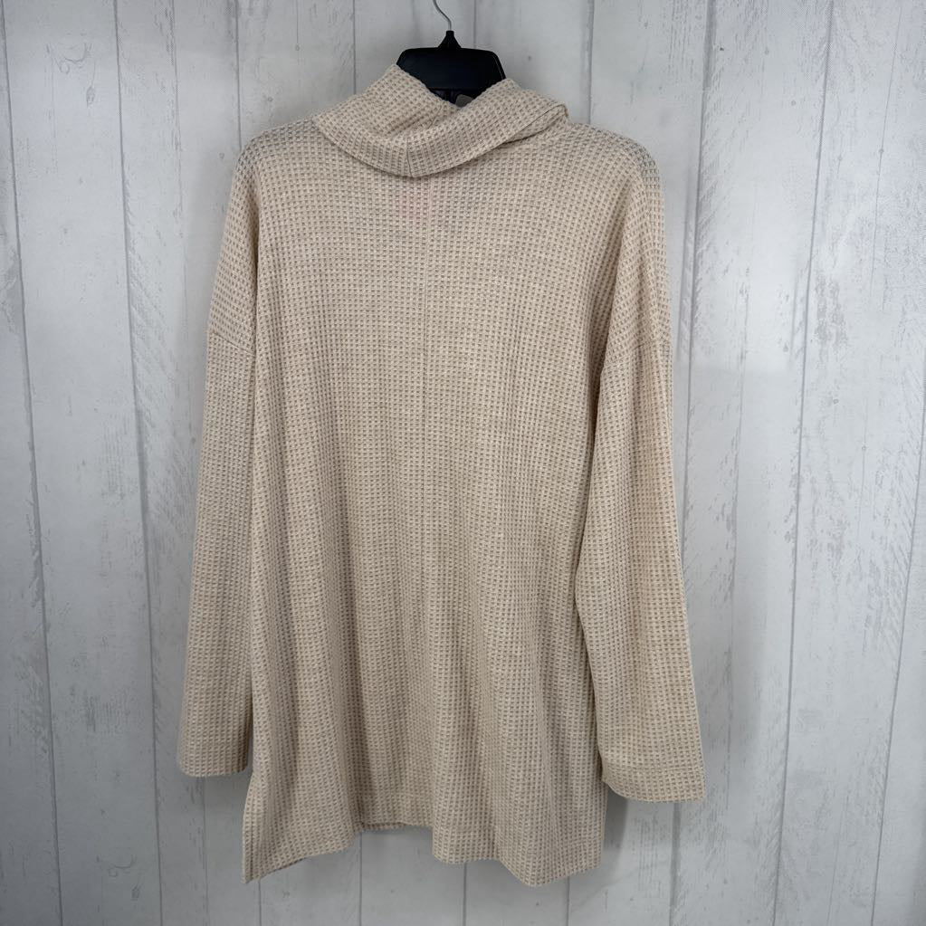R50 XL metallic cowl neck l/s top
