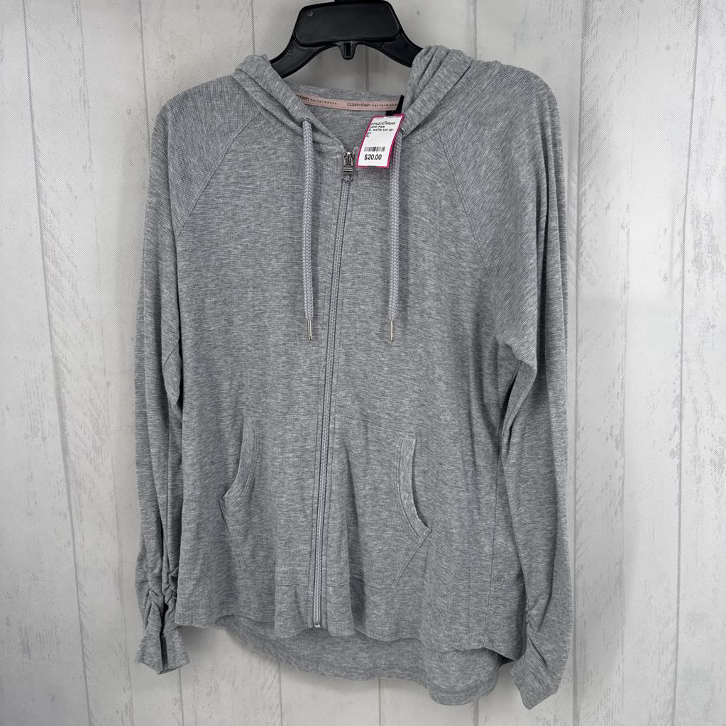 XL waffle knit zip-up hoodie