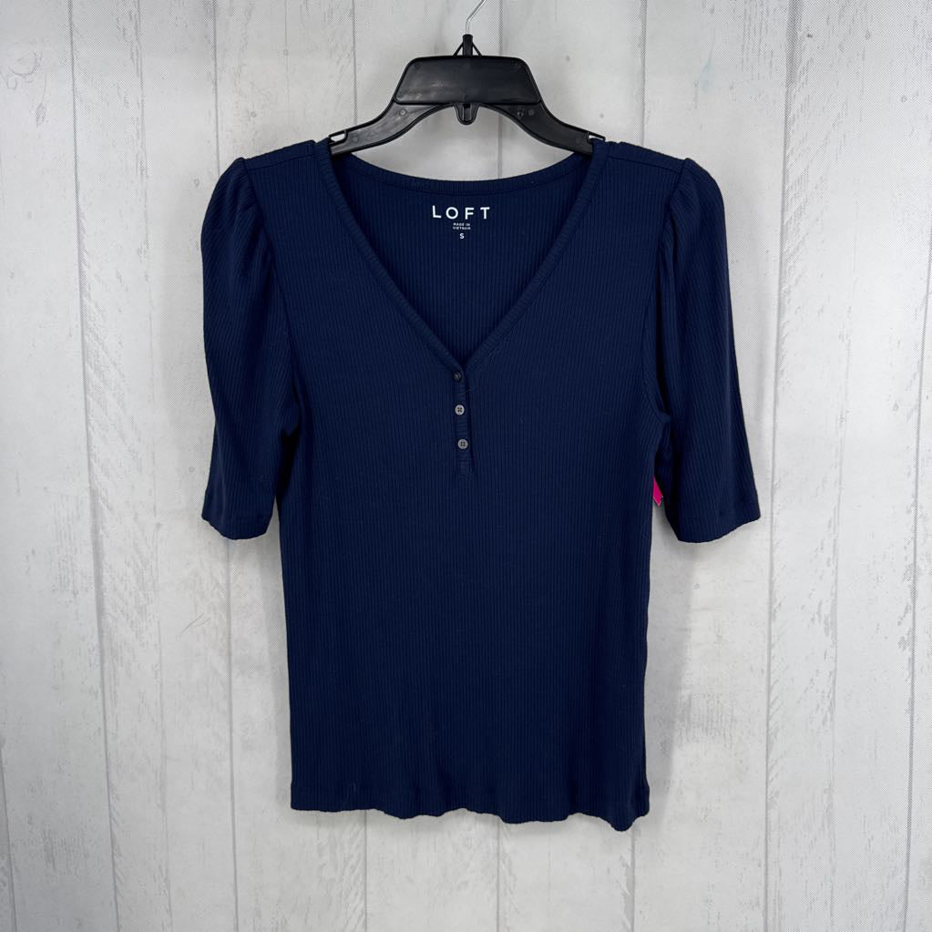 S ribbed v-neck s/s top