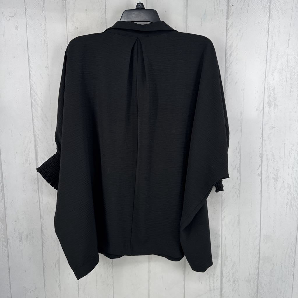 S v-neck smocked dolman slv top