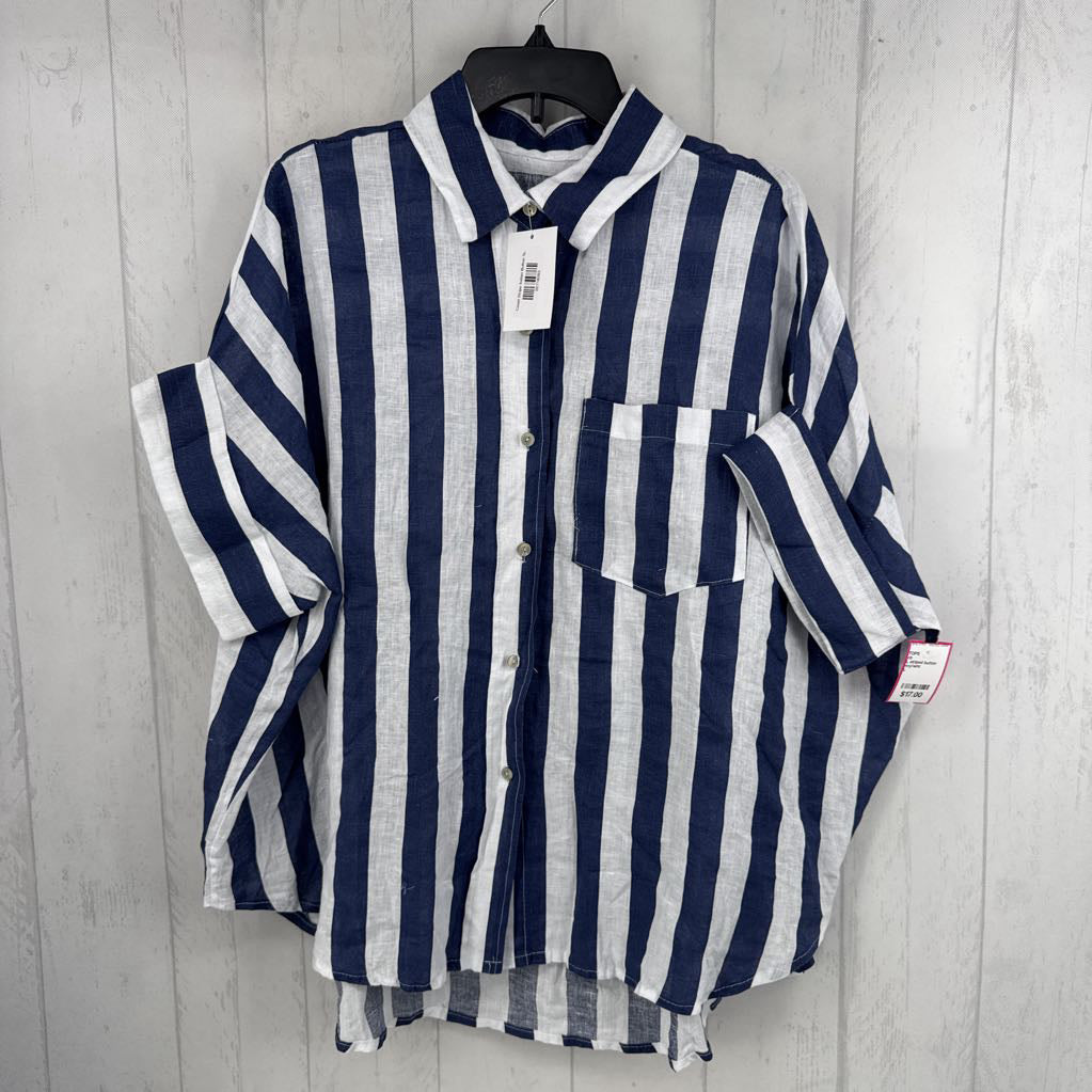 L striped button down s/s top