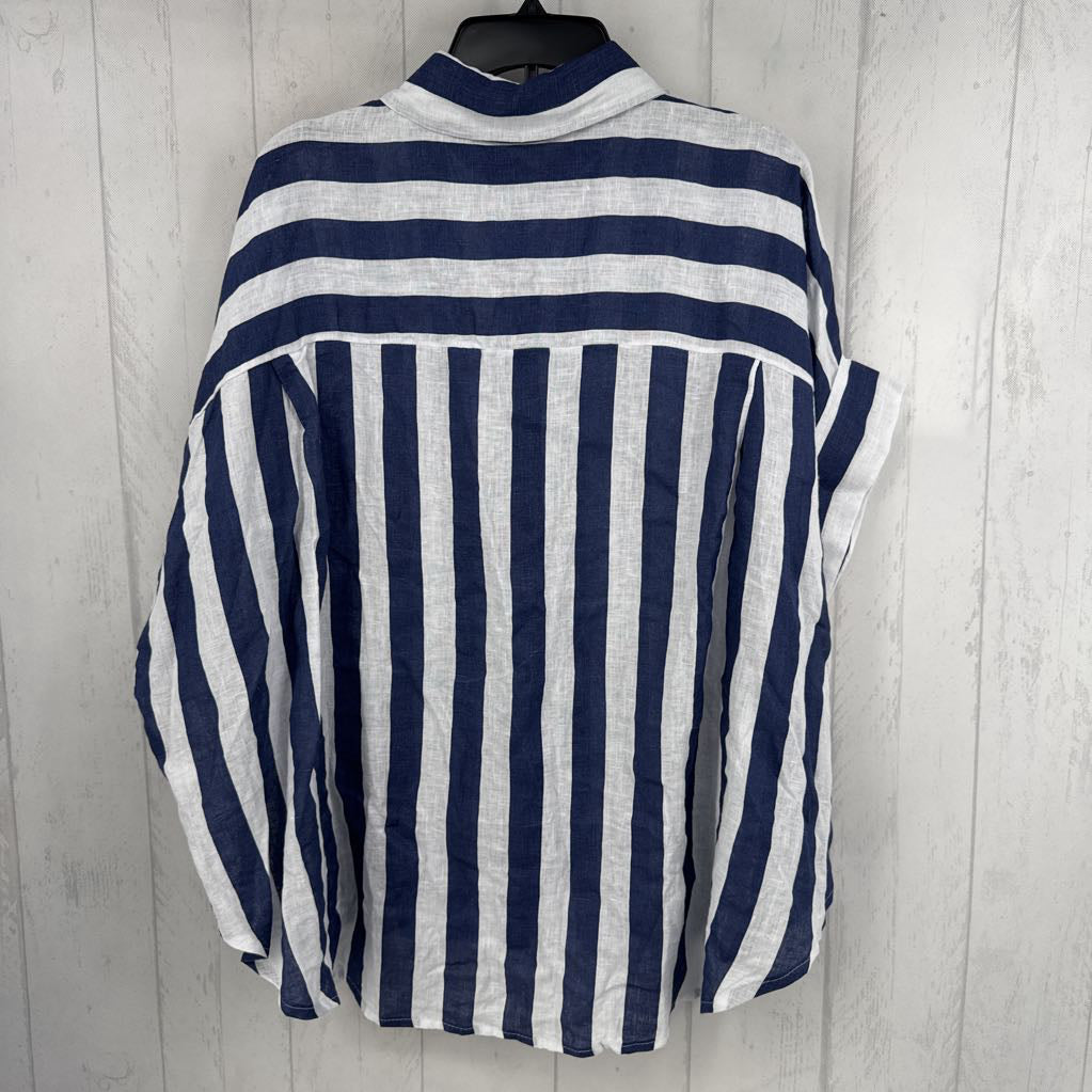 L striped button down s/s top
