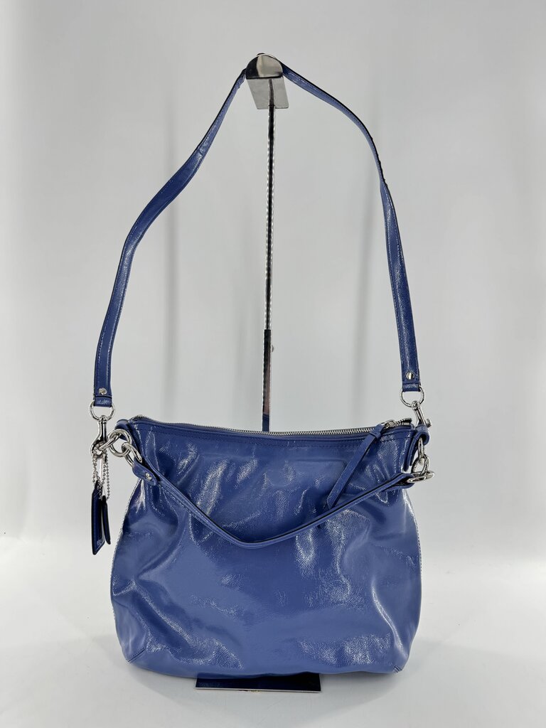 shiny front clasp pockets hobo shoulder bag