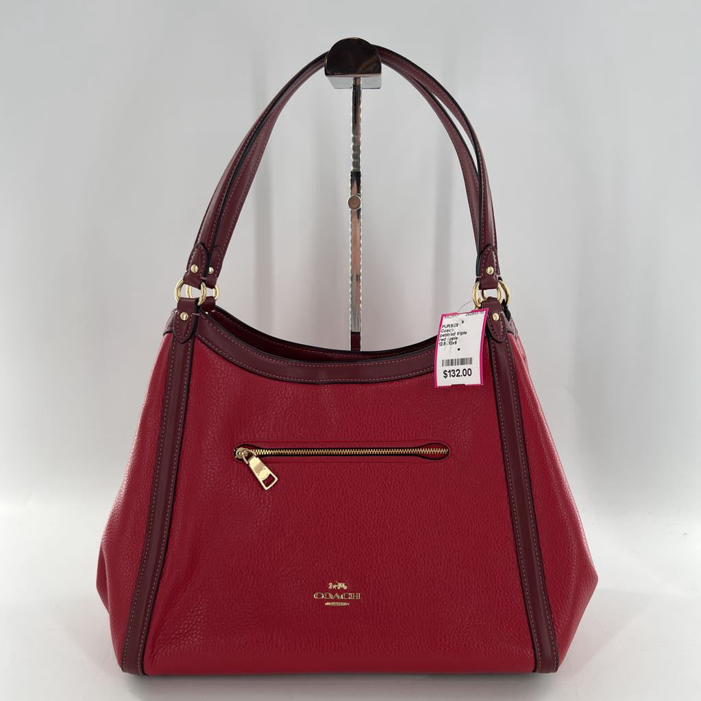 pebbled triple compartment shoulder bag