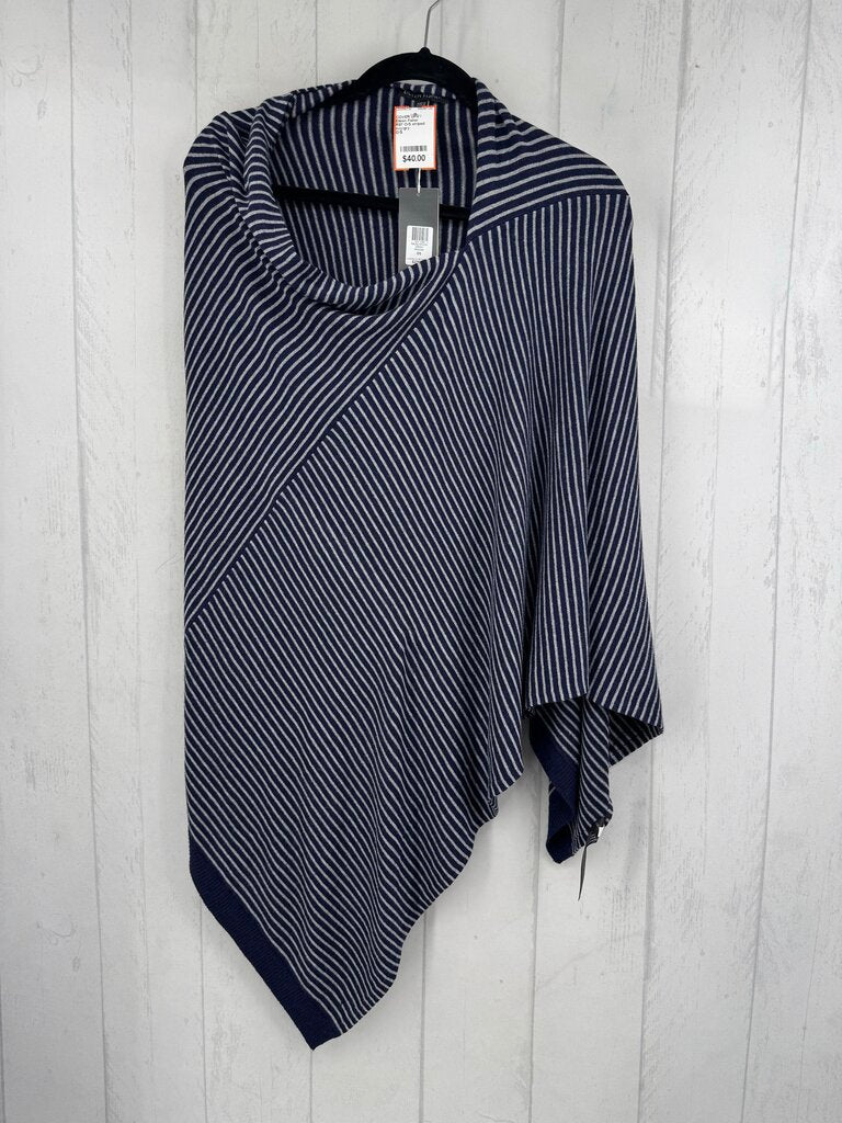 R87 O/S striped knit poncho