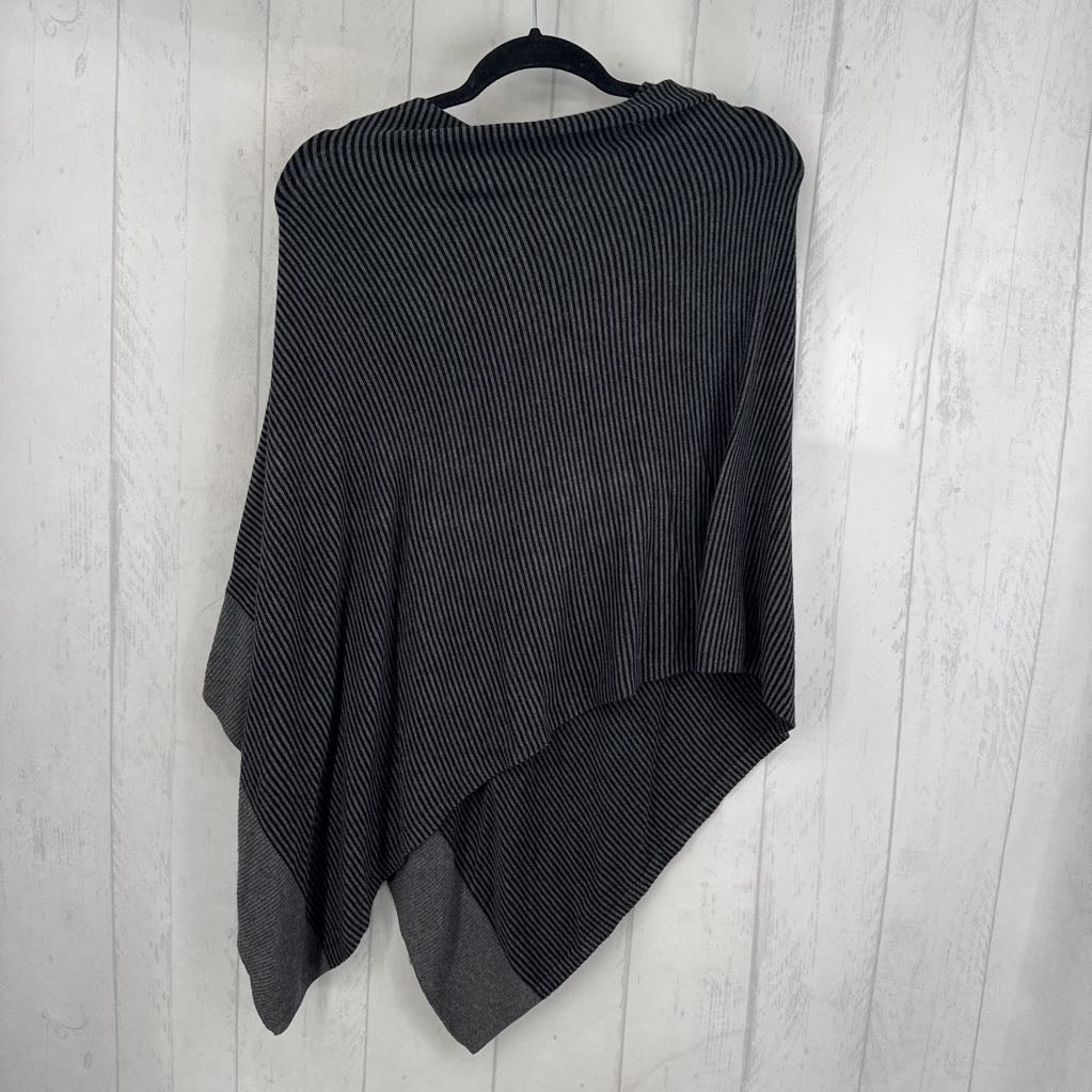 R87 O/S striped knit poncho