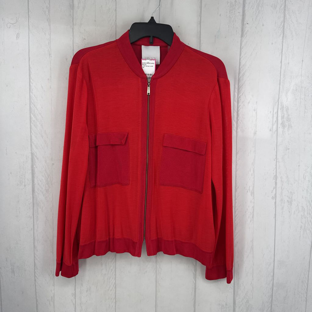 L knit zip-up cardi