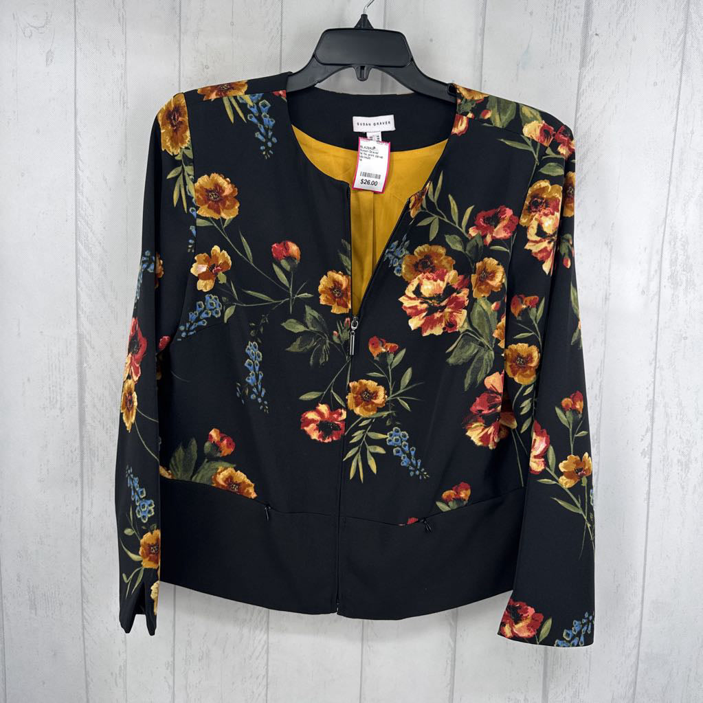 14 flo print zip-up blazer