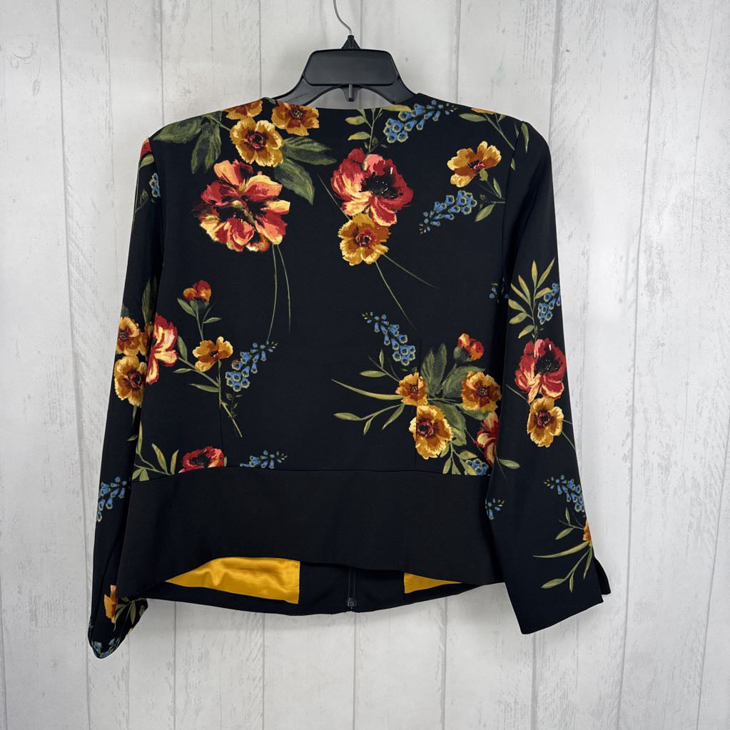 14 flo print zip-up blazer