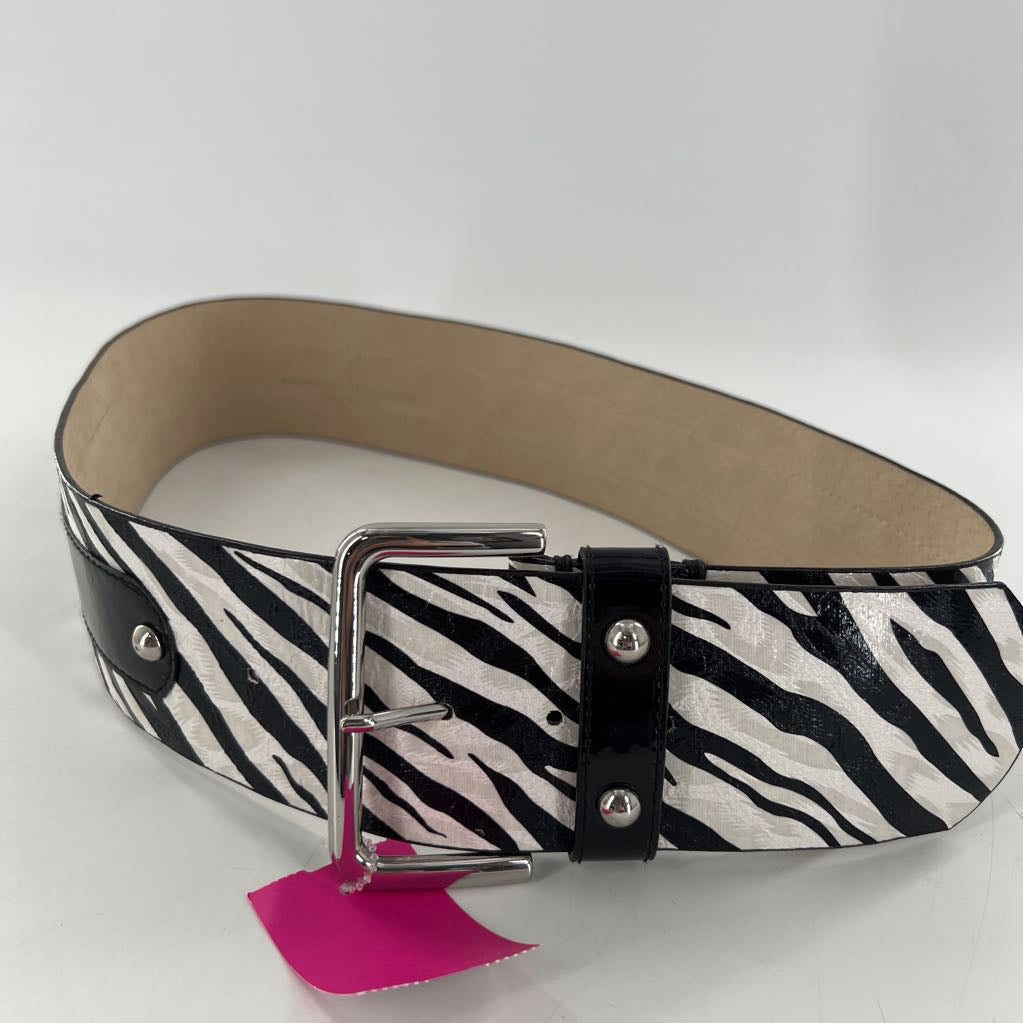 L zebra print wide belt