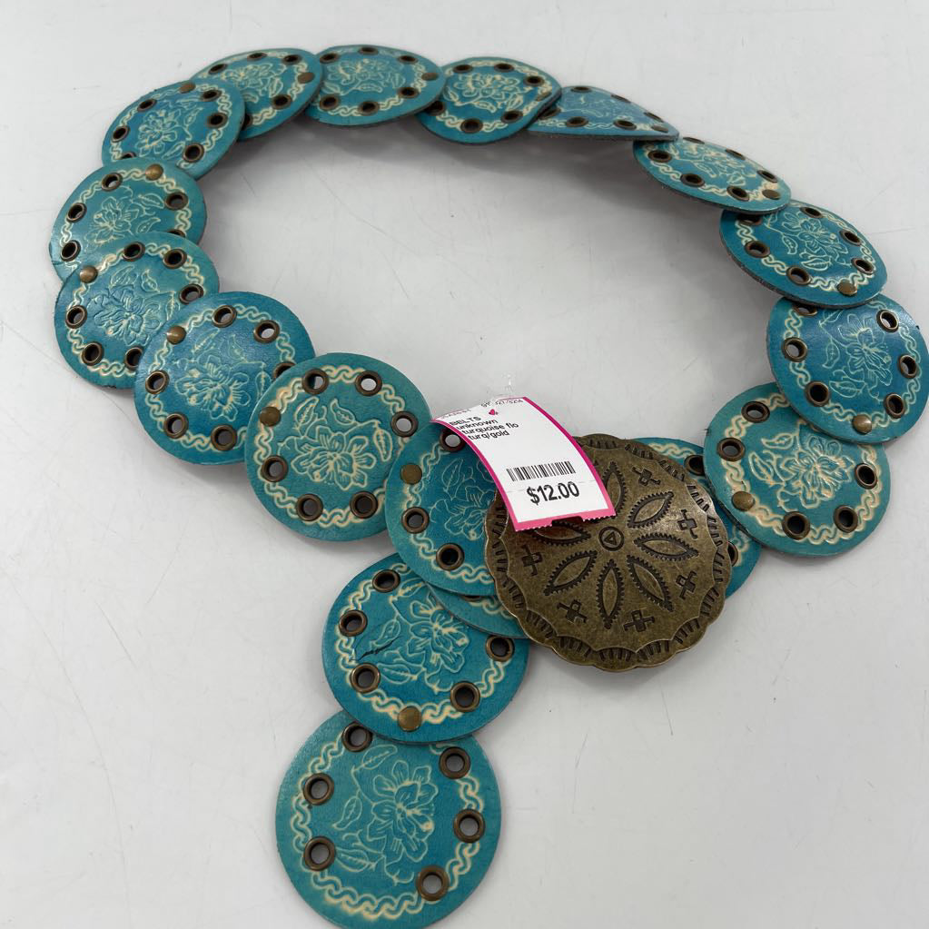 turquoise flo etched belt
