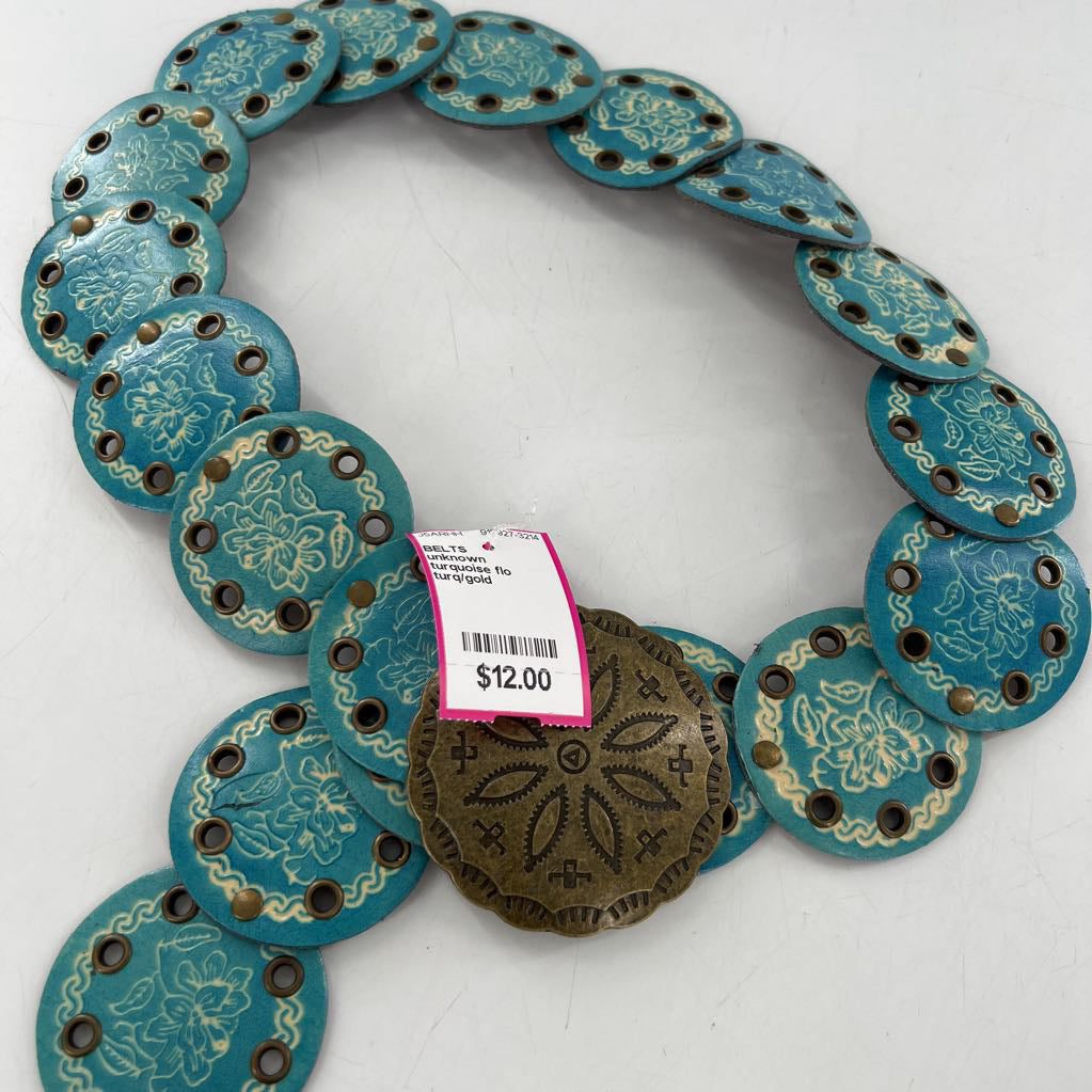 turquoise flo etched belt