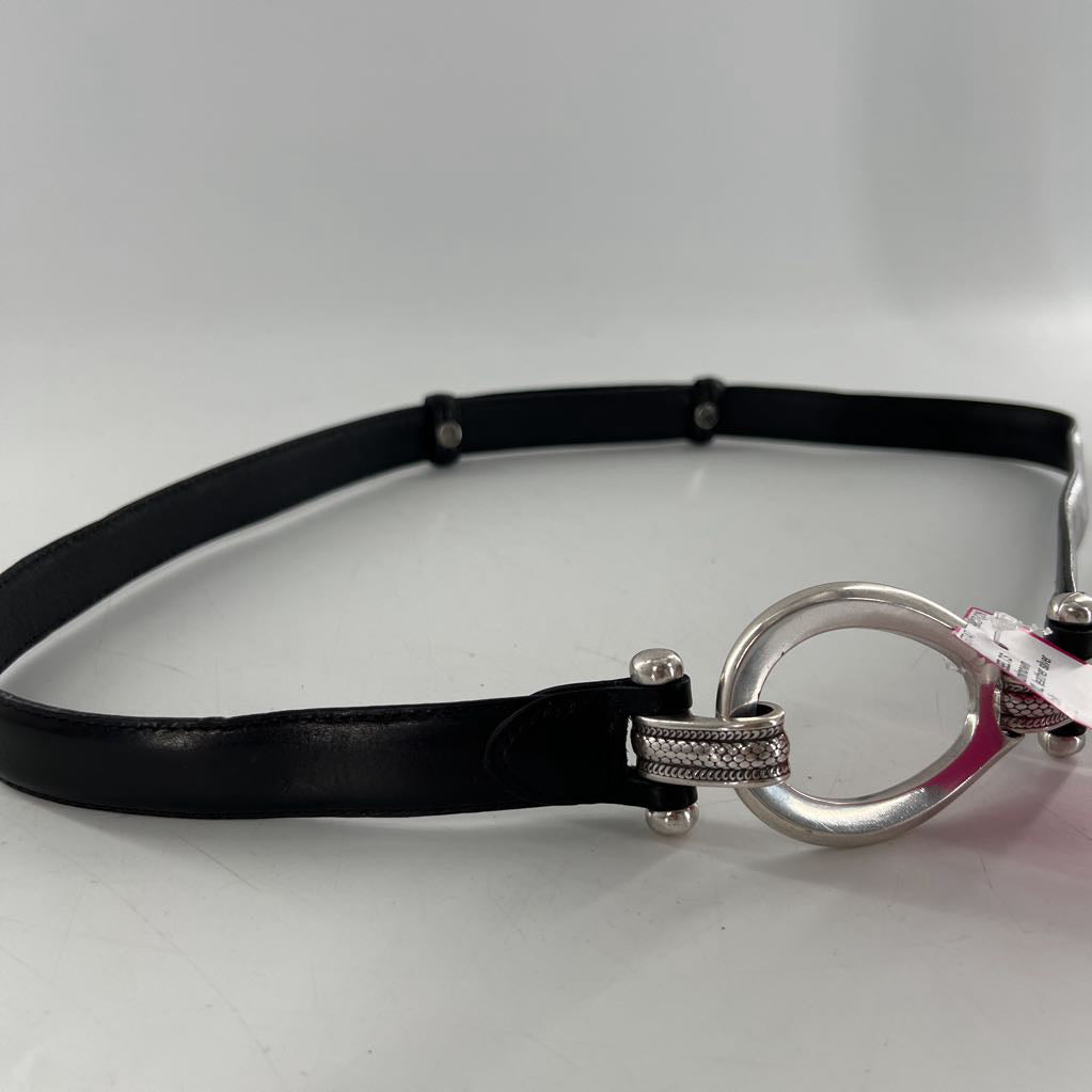 XL leather silver hook buckle belt