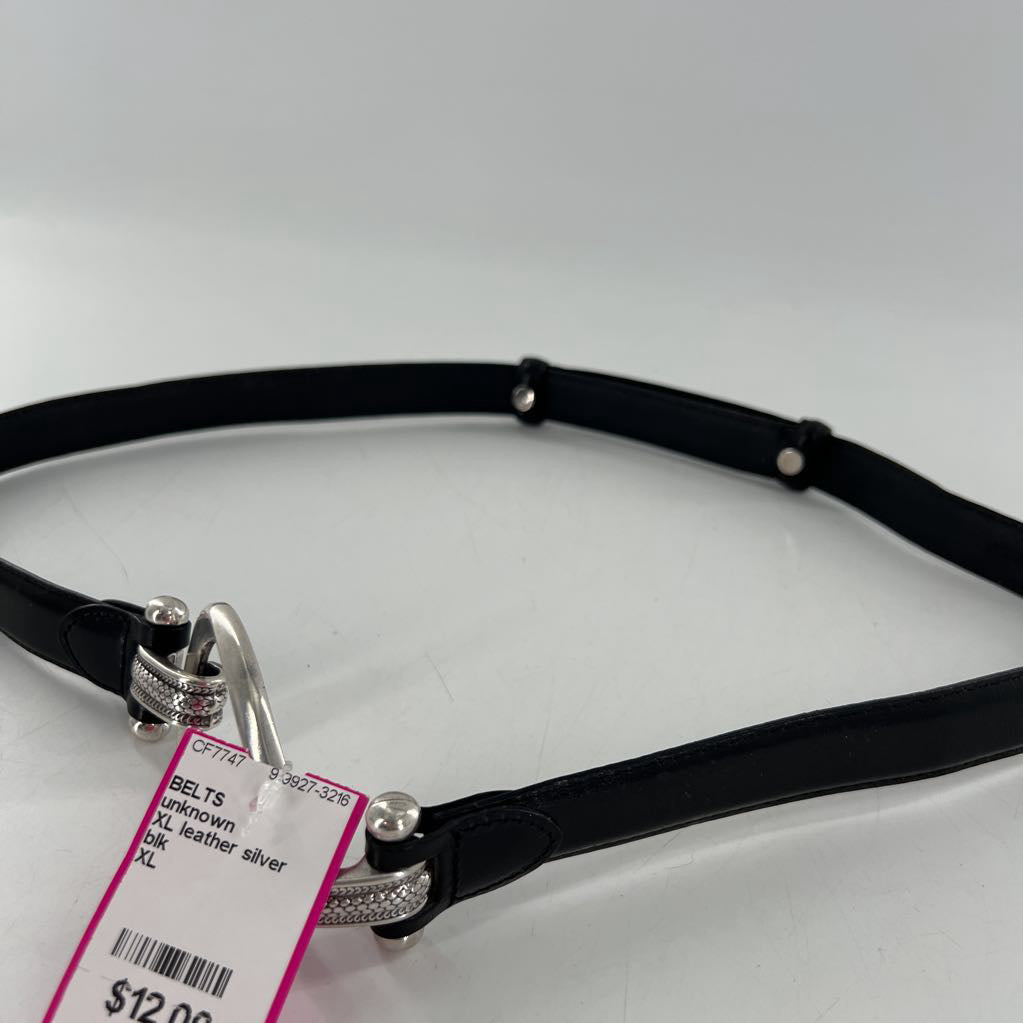 XL leather silver hook buckle belt