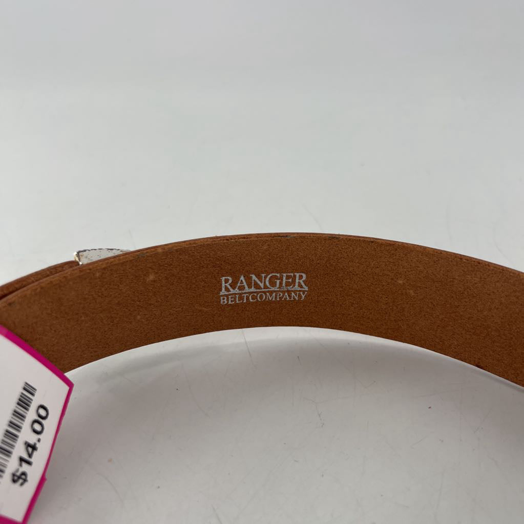 L leather floral embelished belt