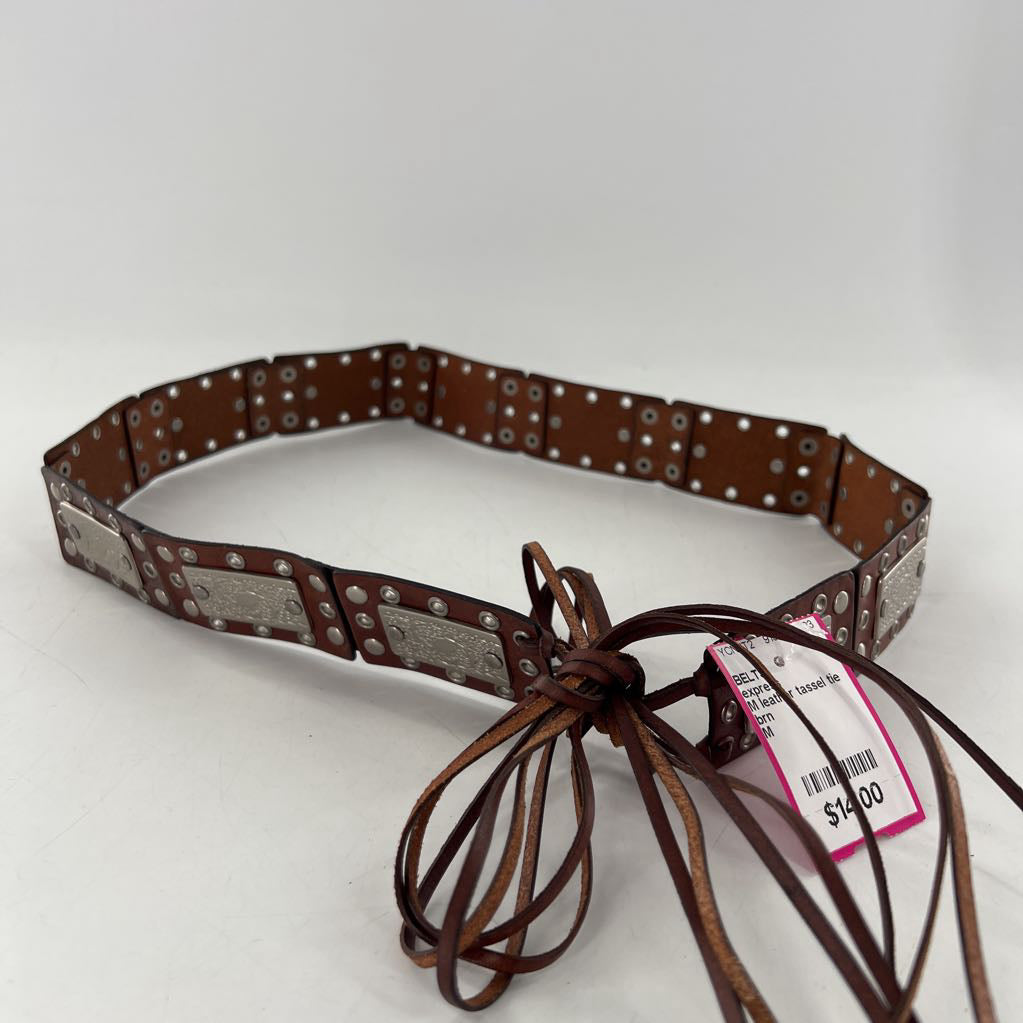 M leather tassel tie belt
