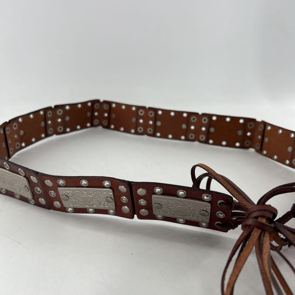 M leather tassel tie belt