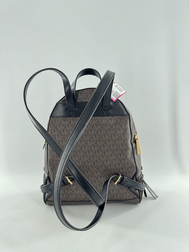 R358 monogram leopard print calf hair studded backpack