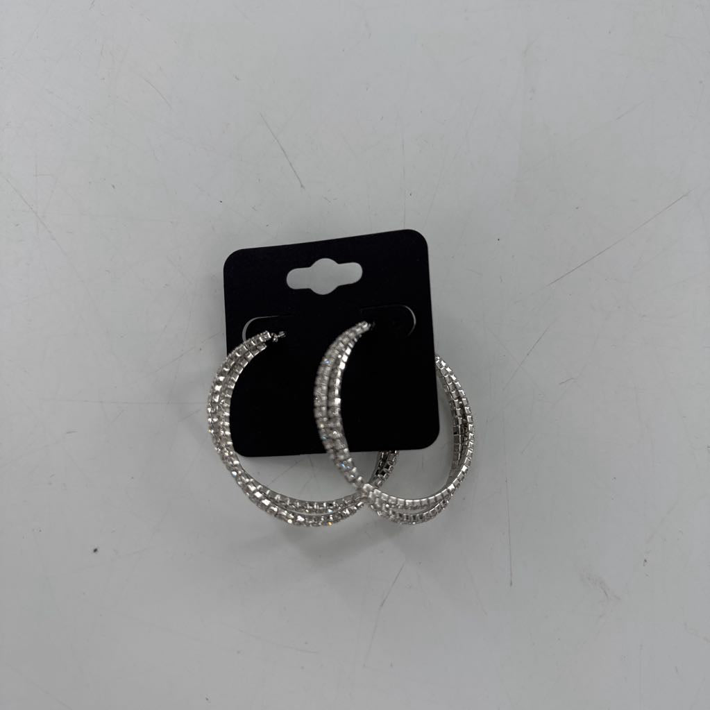 cz twist silver hoop earrings