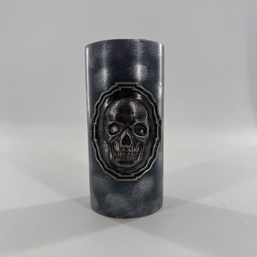 skull pillar candle