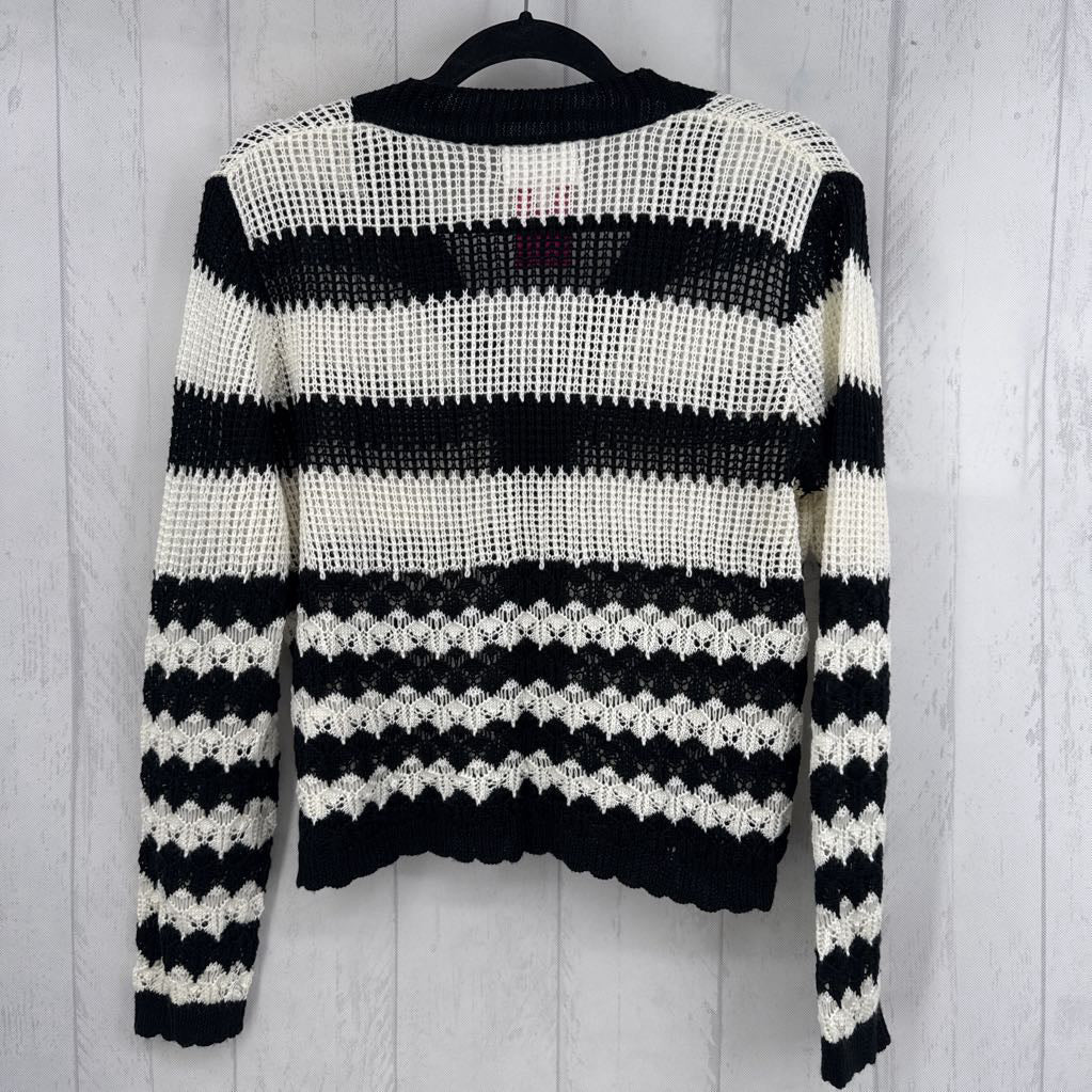 M l/s stripe button cardigan