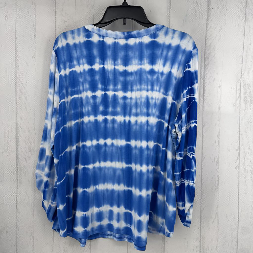 PXL l/s pleated tie-dye half button top
