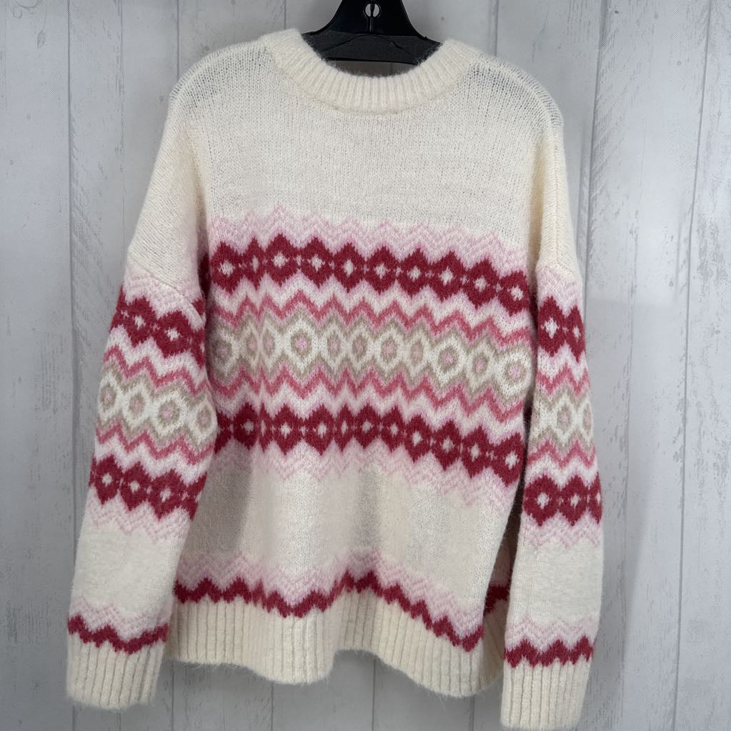 L l/s fair isle zigzag pattern sweater