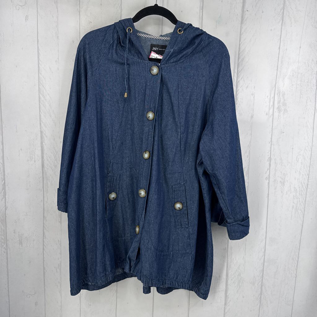 1x l/s denim button jacket w/ hood